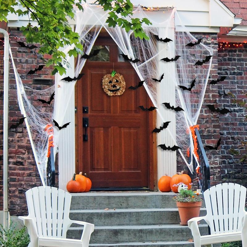 12-120 Stück 3D Schwarze Fledermaus Wandaufkleber Für Halloween Party Zuhause Innen Hof Dekoration Gruselige Requisiten Kinderzimmer DIY Wandtattoos