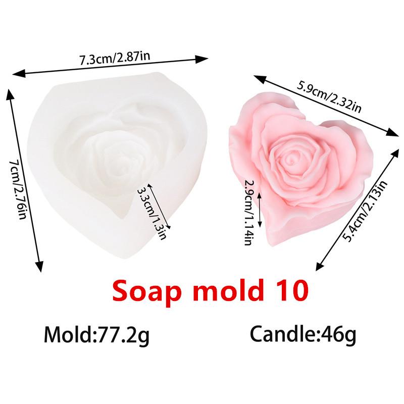 3D Love Rose Silicone Soapr Molds DIY Wedding Valentine's Day Heart Rose I Love U Silicone Soap Candle Mold Craft Art Candle
