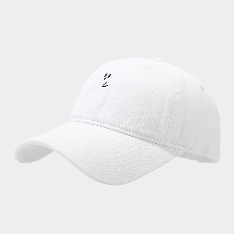 Ghost Embroidered Denim Baseball Cap With Sun Protection For Casual Outdoor Wear