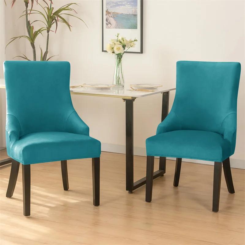 Sametové potahy na jídelní židle Elastické Pratelné Potah na židli s vysokým opěradlem a šikmým sedákem Strečový Akcent Svatební židle Sedák Skluzový potah pro Domov