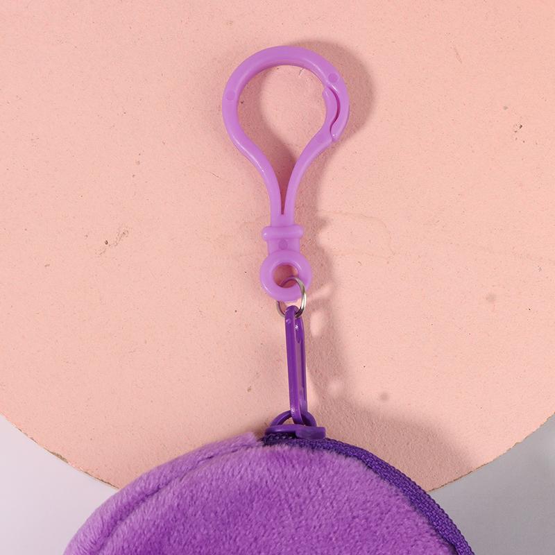 Candy Color Round Plush Coin Purse Women Cute Solid Color Change Pouch Wallet Keychain Portable Earphone Storage Bags