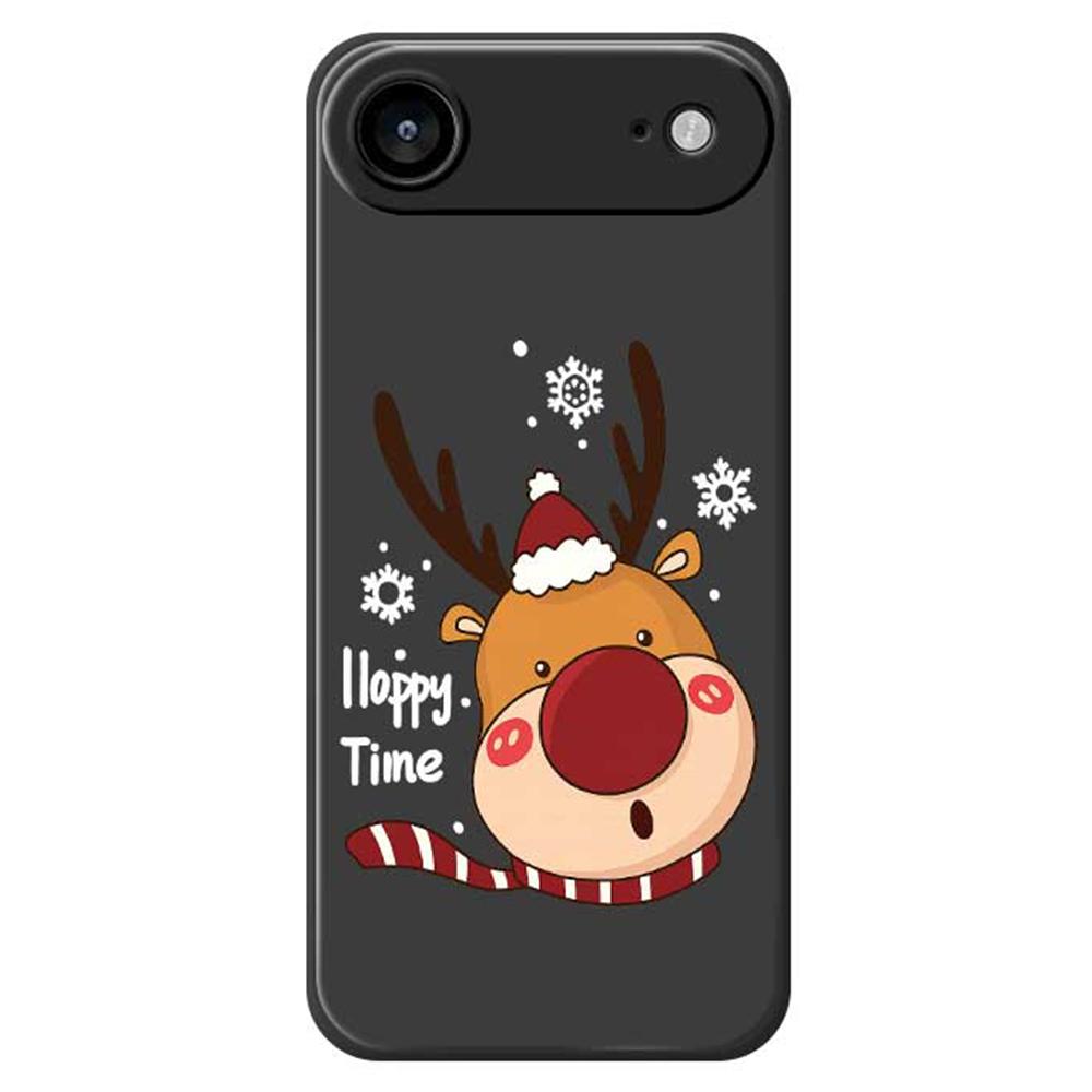 

For iPhone 17 Air Case Snowflake Deer Head Pattern Printing Straight Edge TPU Phone Back Cover Black
