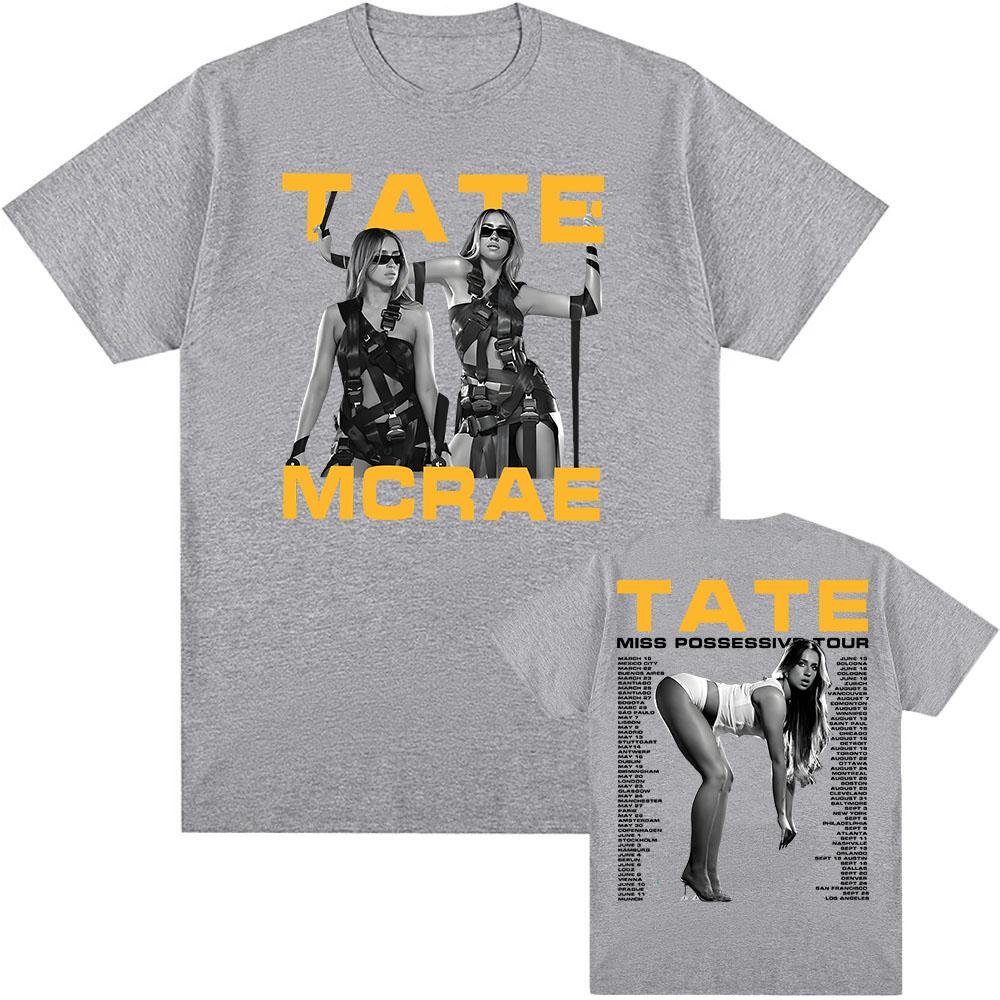 Unisex Tees Tate McRae Miss Possessive World Tour 2025 Tshirt Short Sleeve Cotton Male Tshirts Streetwear Graphic Print T Shirts