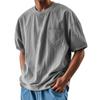 Men's Summer Solid Color Round Neck Loose Pocket Short Sleeve Top