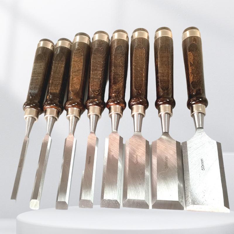 8 PCS Carving Tool Set Woodworking Chisel Kit Flat Multi-function Chisel Beech Handle Turning Tool Professional Engraving Tools