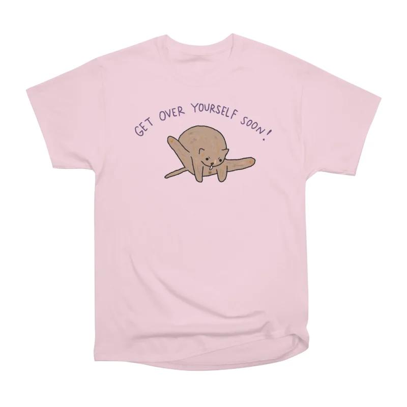 Men Casual Shirts Short Sleeves GET OVER URSELF SOON Tees Oversized T-shirts S розовый 1770₽