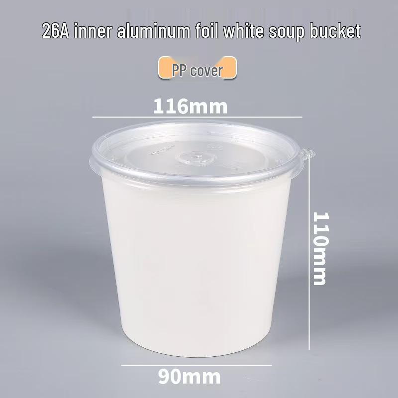 Jednorázová hliníková miska na polévku pro jídlo s sebou a dušenou polévku – Izolovaná obalová krabice