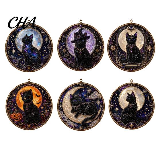 Window Hanging Decor Black Cat Diamond Art Kits for Adults Beginners, DIY Material Package, Beginner Crafting Set Painting Craft Home Wall & Supplies