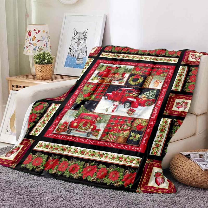 Featuring a New Christmas Tree Pattern and a Cartoon Style, This Christmas Blanket Serves As a Personalized Home Decor Gift.