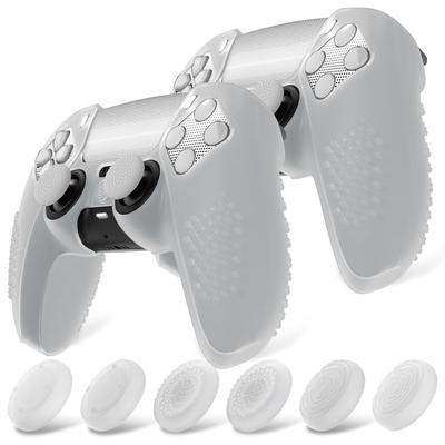 Beschermhoes voor PlayVital ps5 verbeterde siliconen hoes compatibel met opladen 12 duimgripkapjes en 4 stickers 3D-noppen en schokbestendig