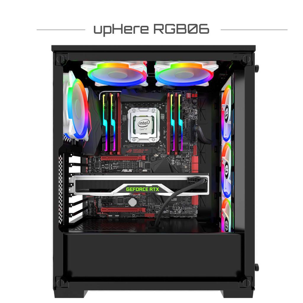 upHere 120mm RGB PC Case Fan with LED Ring That Lights Up All Silent 25mm 6PIN SATA Power Controller and Remote Control White Set of 5 Around, Type,