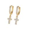 Silver-Plated European and American Cross Earrings for Women, Simple and Elegant, Fully Encrusted with Zirconia, Hoop Earrings, Factory Direct Sales