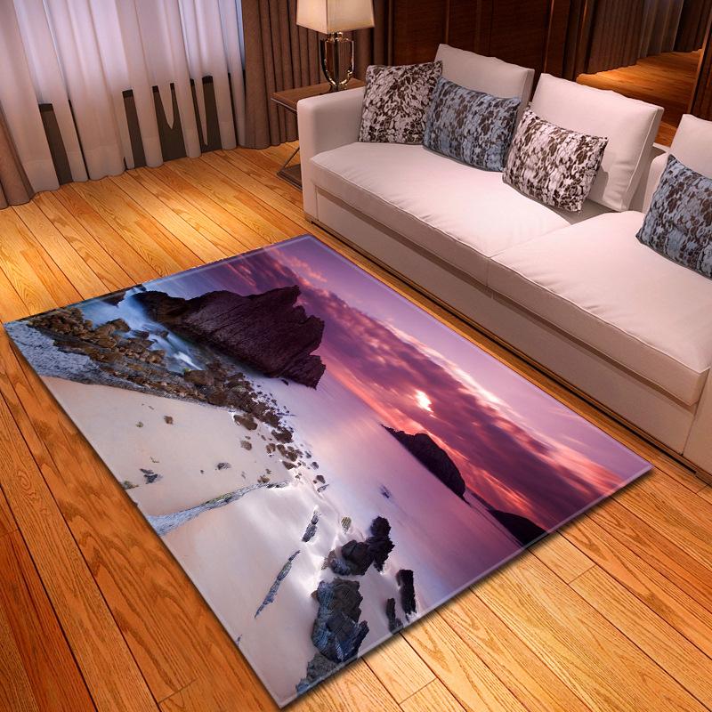 Beach Concept Landscape Living Room Carpet Bedroom Dining Room Floor Mat Pattern Size