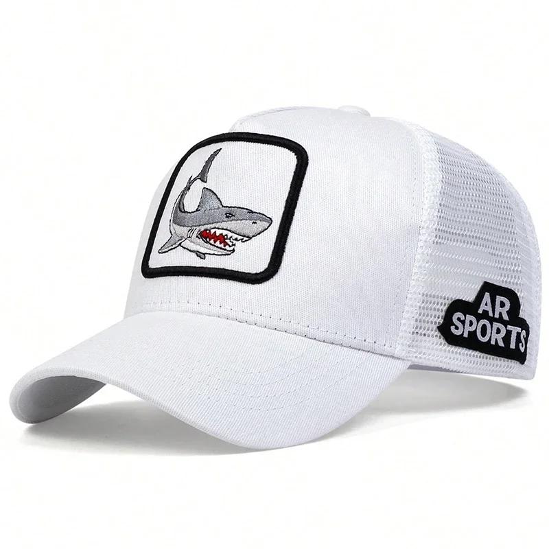 Unisex Shark Patch Embroidery Baseball Net Caps Spring Summer Outdoor Sunscreen Hat Adjustable Casual Trucker Hats