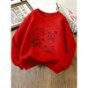 Kids Sweatshirt Hoodie for Girls with a Round Neck - Adorable Cats Engaging In Shopping And Play, Machine Washable