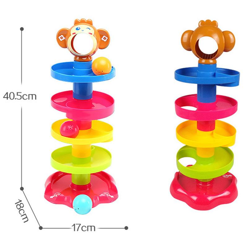5 Layer Ball Drop and Roll Swirling Tower Development Educational Toy | Stack Drop Go Ramp Toy Set Gift Choice Activity Centre for 1-3 Years, Monkey