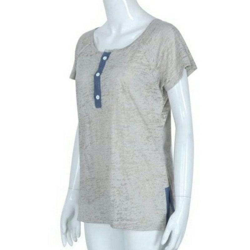 Elegante Blusa Casual para Mujer de Manga Corta Holgada con Detalle de Botón