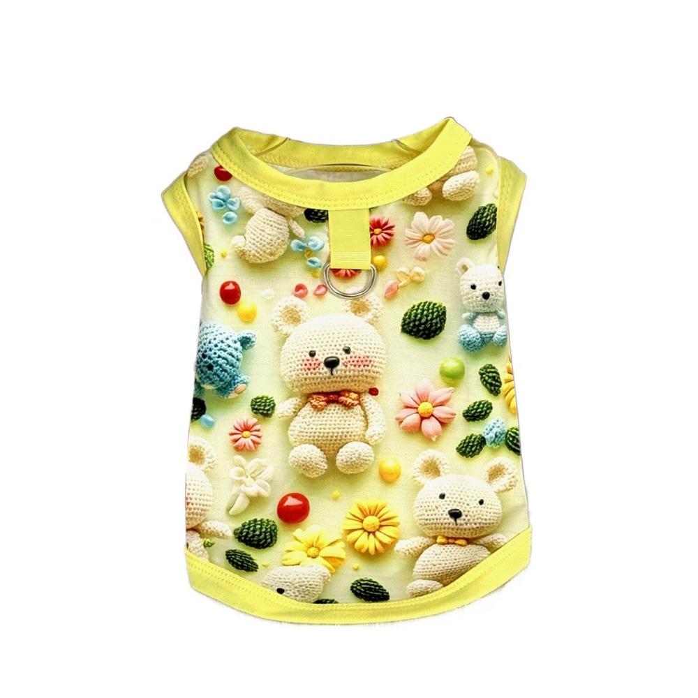 

Ultra Thin Pet T-shirt Cartoon Print Dog Cat Clothes Fashion Dog Vest Chihuahua S жёлтый