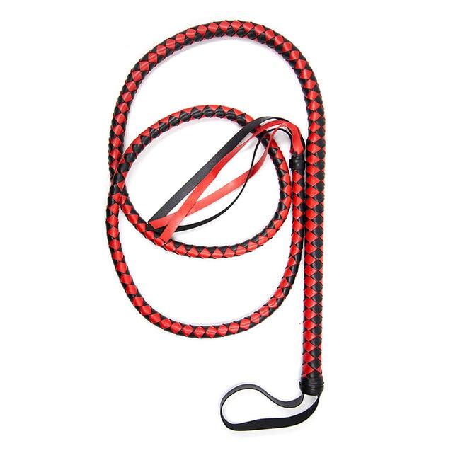 Black Red Snake Whip 210Cm Impact Play Spanking  Kink Fetish Whips
