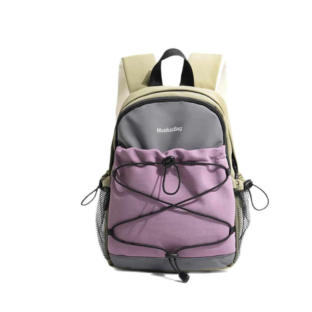 Schoolbag Japanese ins High-value girls' lightweight backpack bag Contrast color rope design Outdoor sports mini backpack