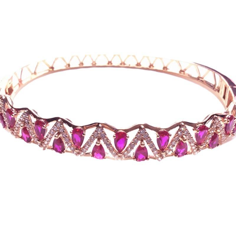 Purple Gold-Plated Rose Gold Inlaid Redstone Bracelet, High-End Foreign Trend Color Gold Bracelet