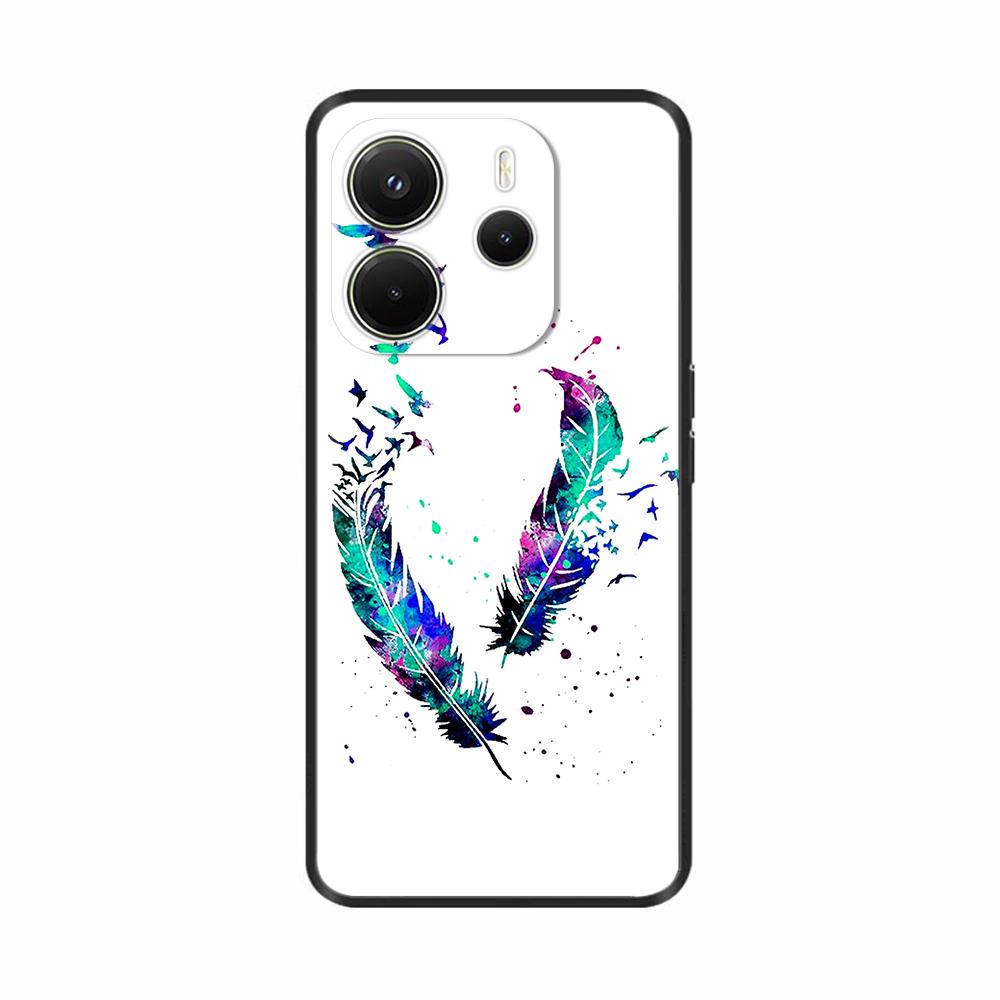 For Xiaomi Redmi Note 14 4G Case Luxury Painted Cover Black Silicone Phone Case For Redmi Note 14 Fundas note14 4G Soft Bumper