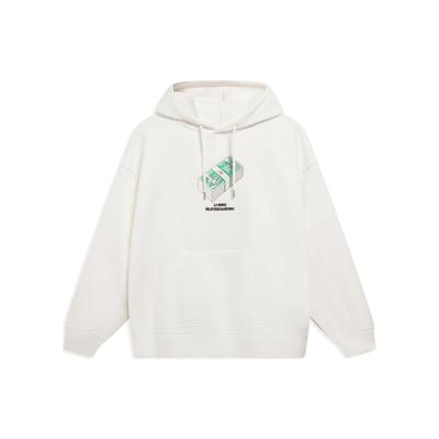 Li-Ning X Phil Hackett Daily Gold Alphabet Logo Embroidered Hoodie Unisex Hoodie Cream AWDT227-2
