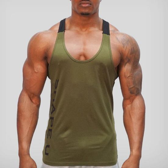 Erkek Harf Baskılı Renk Bloklu Kolsuz U Yaka Yelek Slim Fit Fitness Atlet