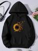 2025 Autumn/Winter Women's Sunflower and Butterfly Pattern Hoodie Casual Street Style Pullover Graphic Women Clothing Fashion