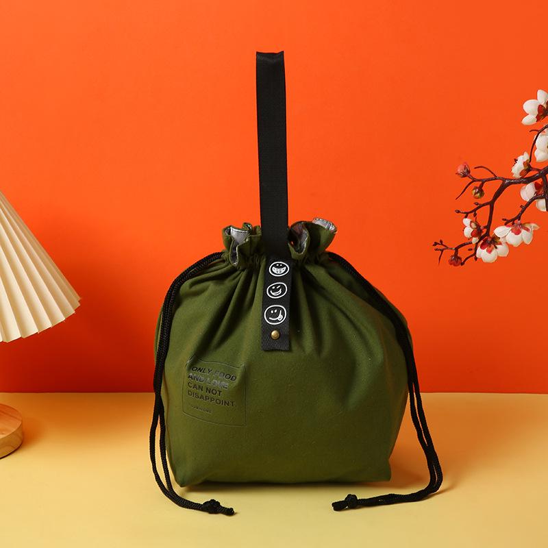 

Industrial Style Insulated Cotton Linen Lunch Bag | Waterproof & Portable with Drawstring Closure армия зеленый