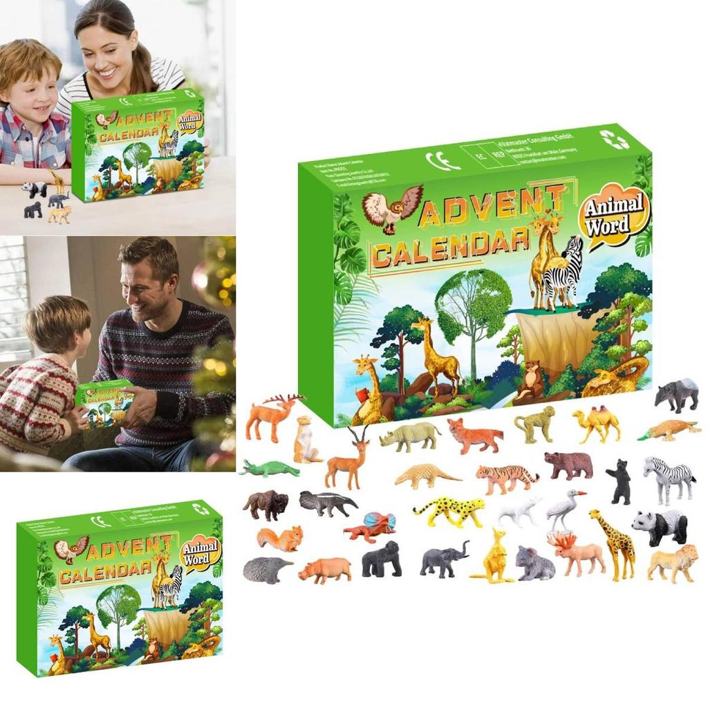 Animal Countdown Calendar Kit With Plastic Toy Figures For Young Adults Holiday Decor