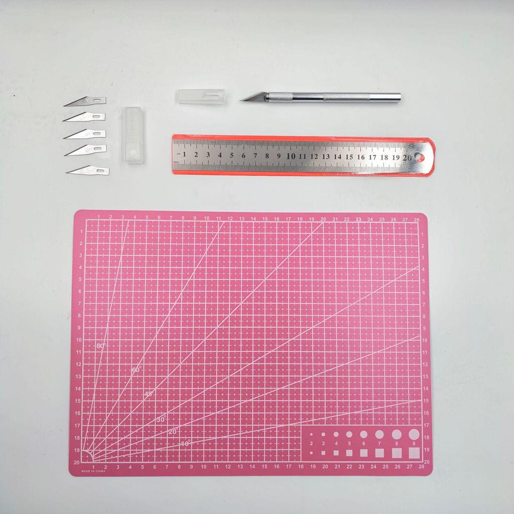 A3/A4/A5 Cutting Board & Stationery Set: Engraving Pen, Ruler, Carving Knife, Mat Board - Multi-piece Handmade Craft Kit