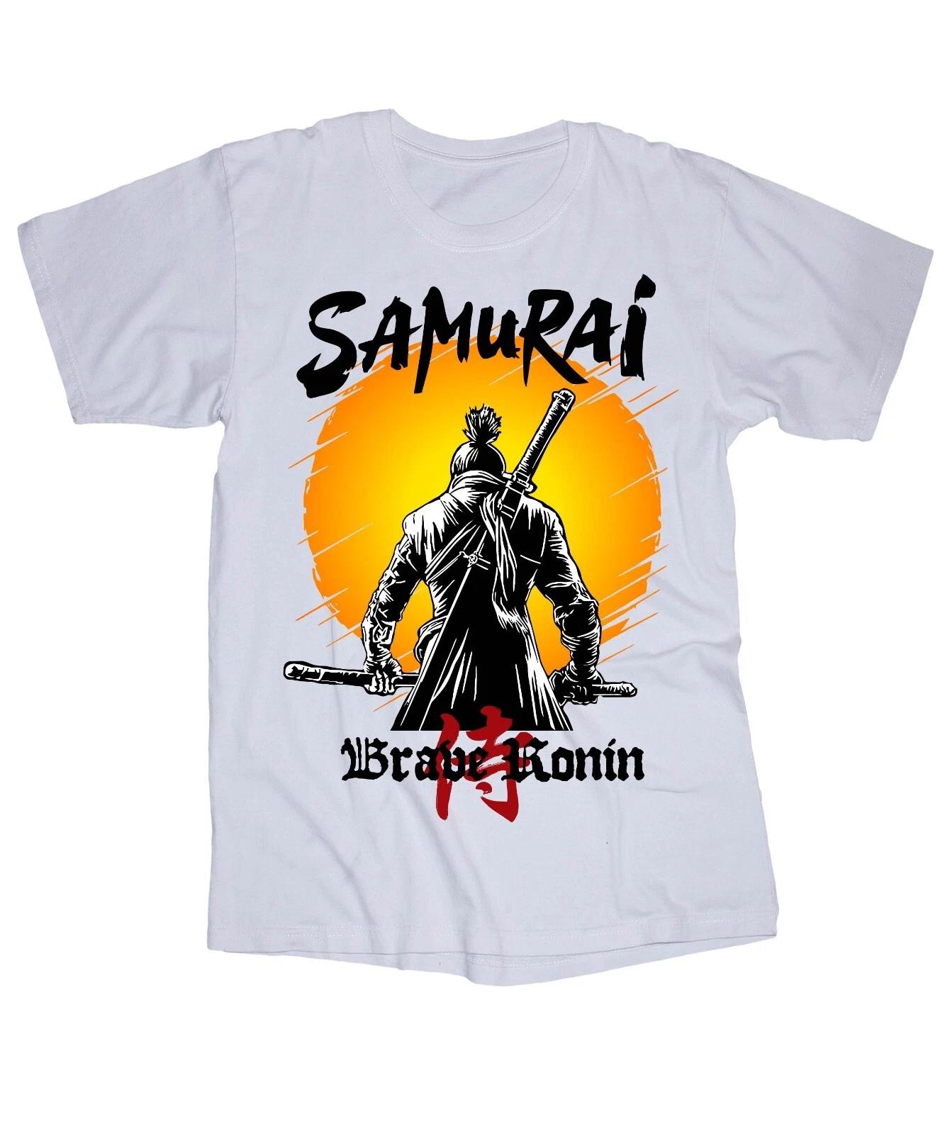 SAMURAI Brave Ronin white T-shirt Japanese Warrior Sword Bushido Code 4XL