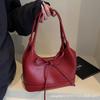 Versatile Bow Underarm Big Bag Women's 2025 New Fashion Oil Wax Leather Commuter Bag Retro Texture Tote Bag