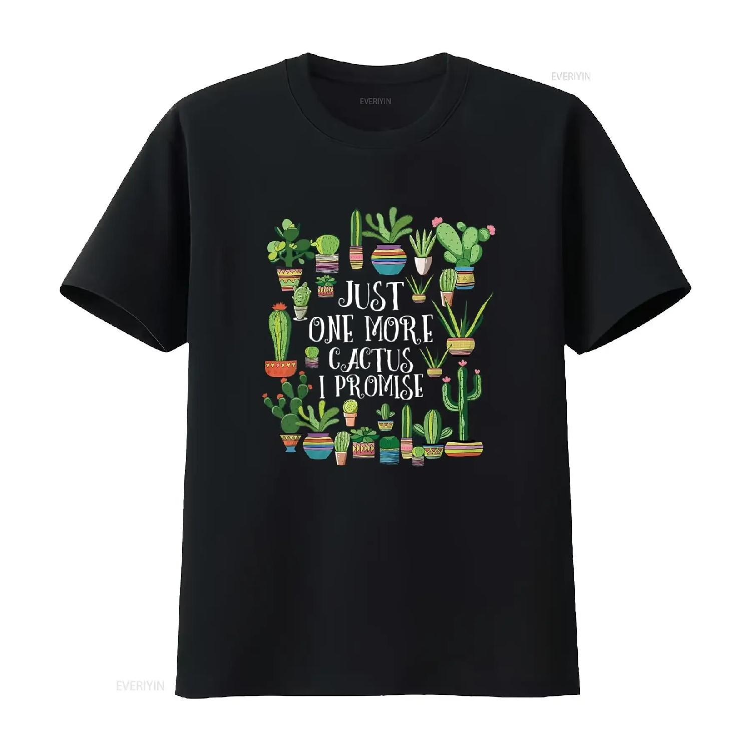 

Just One More Cactus T Shirt Plant Lover Cacti vintage Washed fashion Breathable Casual streetwear Comfortable Stylish S чёрный