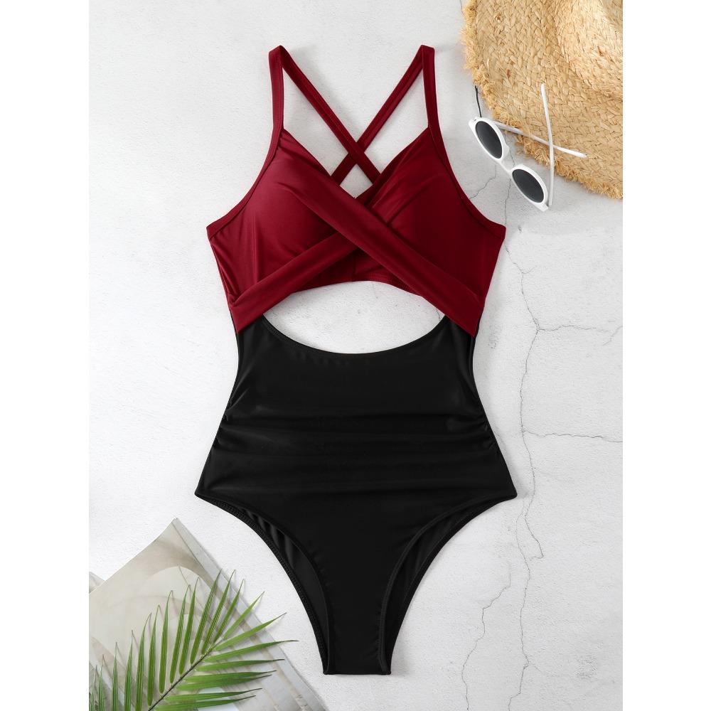 One-piece Swimwear Female Sexy Cross-cut Tight European and American Backless Swimsuit