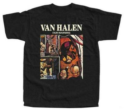 Van Halen - Fair Warning Tour 81 Schwarzes T-Shirt Baumwolle ALLE Unisex T-Shirt