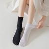 Women's Summer Thin Solid Color Vertical Stripe Curling Mid Tube Ice Ice Pile Socks