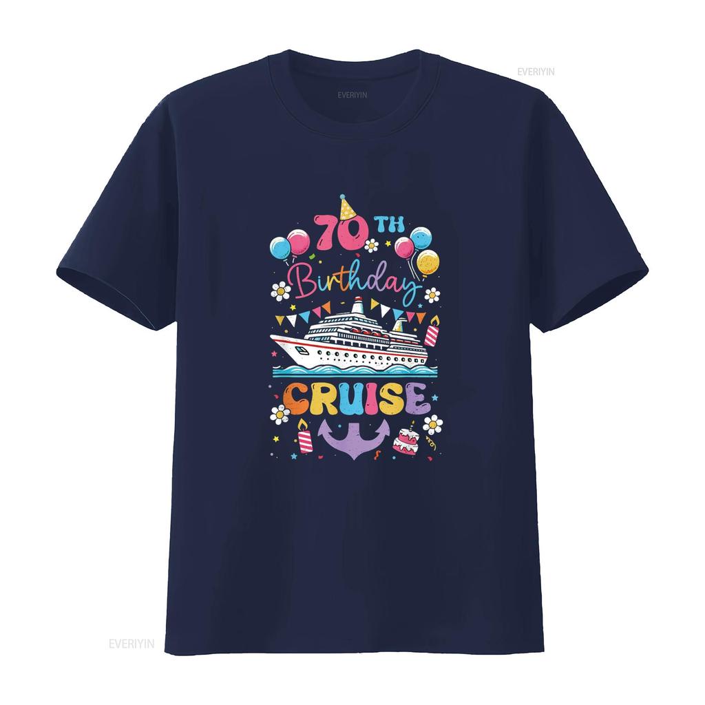 70th Birthday Cruise 70 Years Old Cruising Crew T Shirt vintage Washed Breathable Casual homme Stylish Unisex Stretched