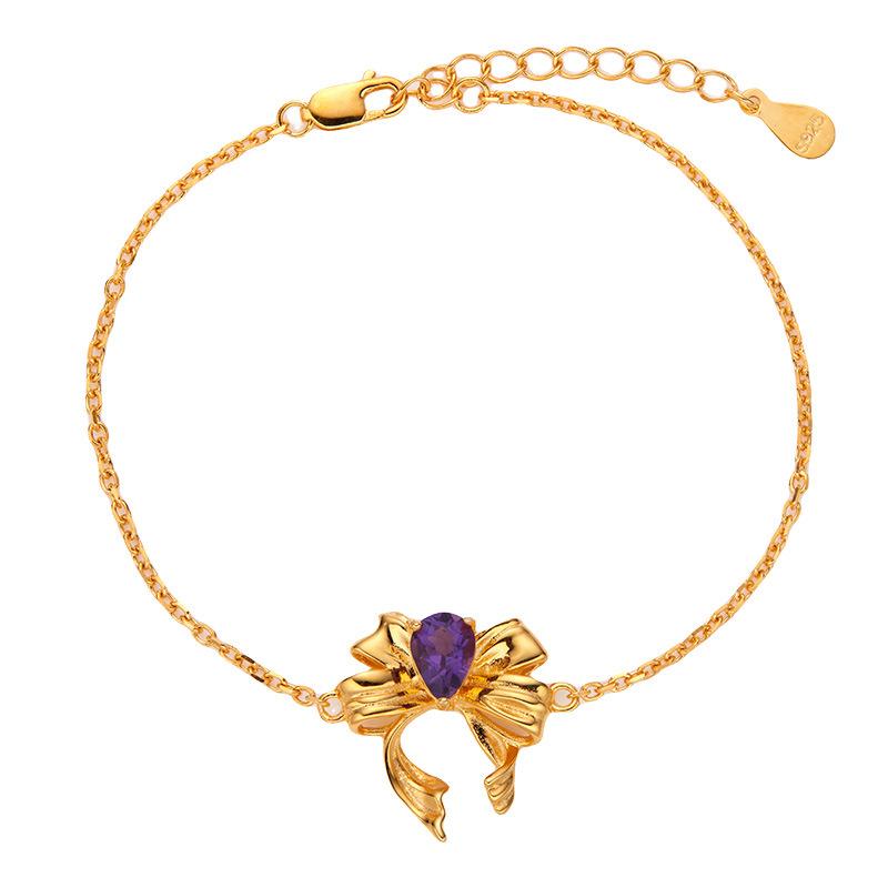 Butterfly Bracelet S925 Sterling Silver Inlaid Natural Garnet Colored Treasure Bracelet Women'S Fashion Jewelry