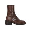Shoes Retro Leather Square Head Rear Zipper Thick Heel Thin Boots Women's Short Boots Autumn and Winter
