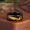 With Brown Tiger'S Eye Wood Inlay Rings Fashion 8mm Black Men Stainless Steel Ring for Men Women Wedding Jewelry Drop Shipping