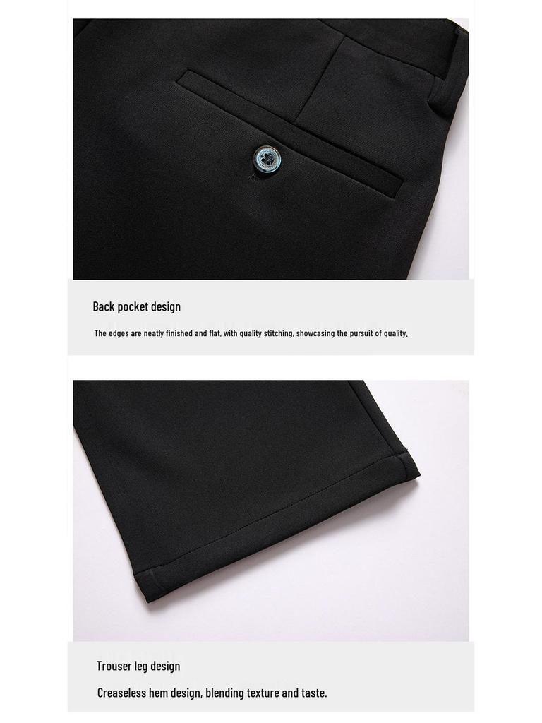 Herren Herbst/Winter High Waist Elastische Gerade Bein Weite Lässige Hose - Bügelfrei, Mittelalterlicher Papa-Stil