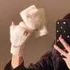 Open Finger Flip Gloves, Plush Gloves, Female, Winter, Cute, Warm, Cold Proof, Writing and Cycling, Thick Touch Screen Gloves, Couple Style