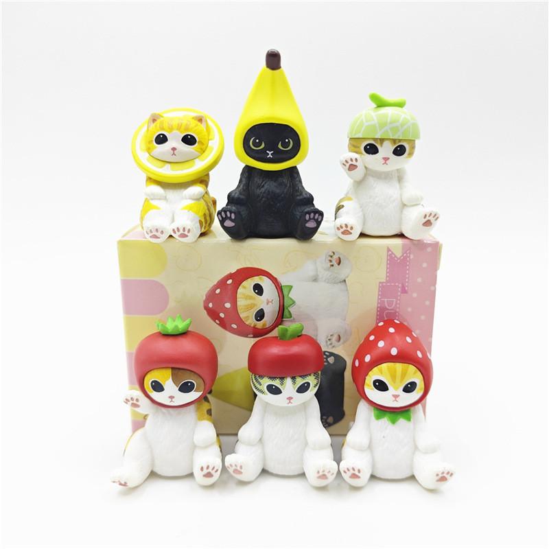Charming Q Cute Cat Fruit Figurines Pvc Blind Box Collectible Toys For Cat Lovers