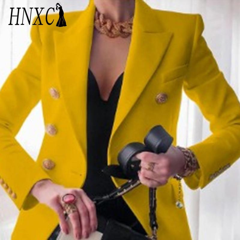HNXC Dámské Vintage Casual mřížkovaný potisk Podzim Zima Dlouhý rukáv POLO bundy a kabáty