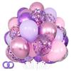 12inch-68pcs Pink Gold and  Purple with Confetti Balloon Set Suitable for Weddings  Birthday Spopular Parties Decoration Balloon