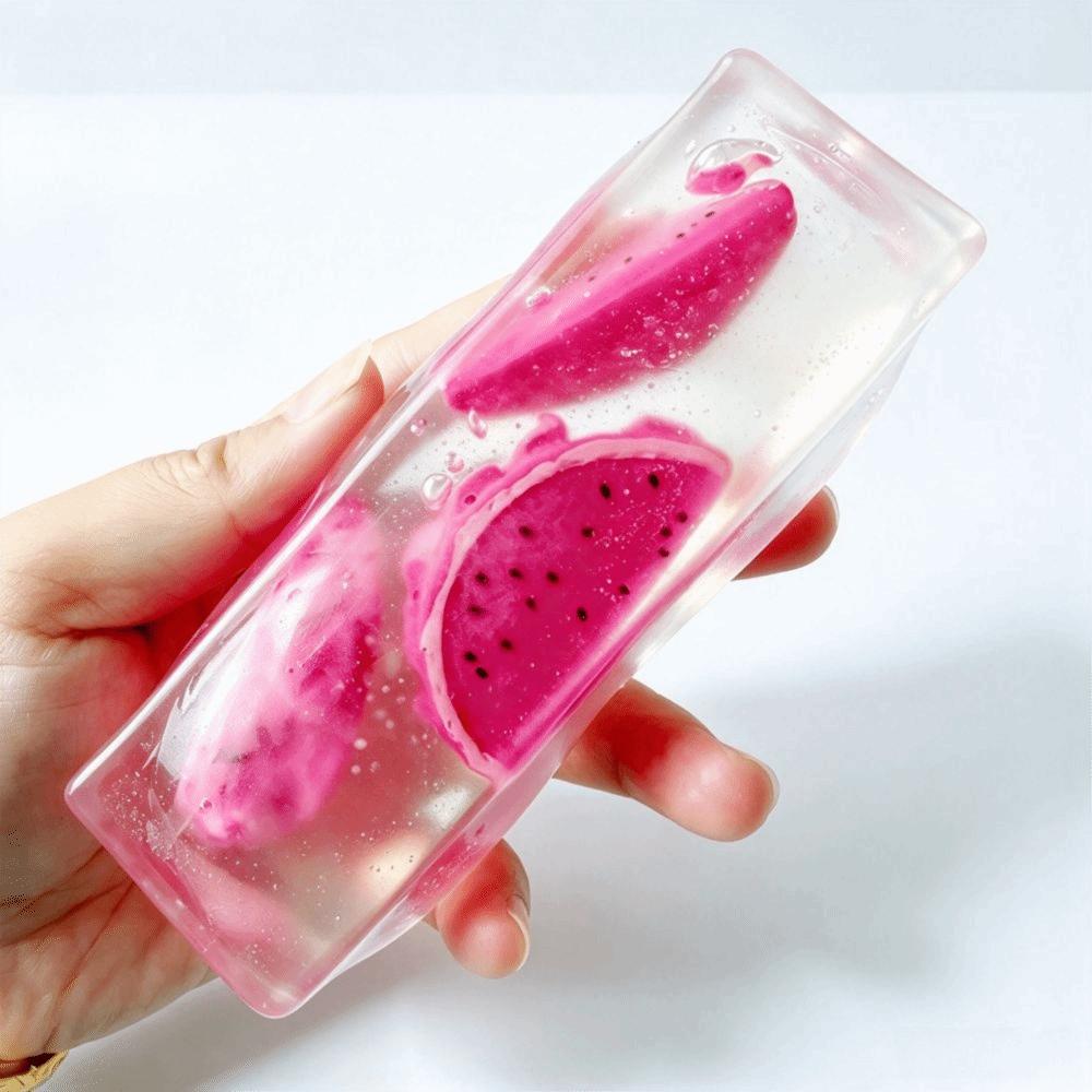 Transparent Fruit Bar Squishy Toy Soft Fruit Bar Fidget Toy Fruit Strip Squeeze Toy Ornament