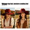 Vintage Style Headwear Wool Felt Fedora, Unisex Western Cowboy Hat, Retro Wide Brim Hat Cowgirl Jazz for Women Men Autumn Winter Travel Accessories