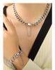 Exaggerated 18K Gold-Plated Titanium Steel Cuban Necklace & Bracelet Set - European/American Hip Hop Style